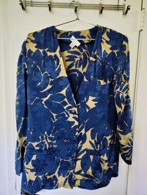 Vintage S.I.L.K.S. by St. Gillian 100% Silk Floral Blazer & Skirt Set - Size 10